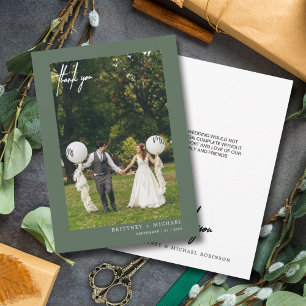 Met de hand uitgeruste moderne foto Sage Green Bedankkaart