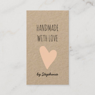 Met de Hand van Liefde Roze Hart Kraft Papier Ru Visitekaartje