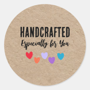 Met de Hand Vervaardigd Speciaal Voor Jou – Kraft Ronde Sticker