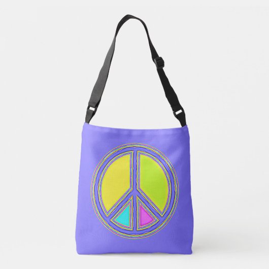 Met de kleuren gevuld PEACE-teken 1 Crossbody Tas (Achterkant)