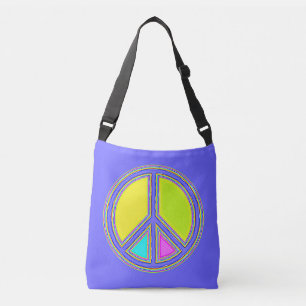 Met de kleuren gevuld PEACE-teken 1 Crossbody Tas