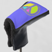 Met de kleuren gevuld PEACE-teken 1 Golfheadcover (3/4 voorkant)