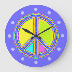 Met de kleuren gevuld PEACE-teken 1 Grote Klok