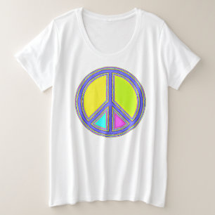 Met de kleuren gevuld PEACE-teken 1 Grote Maat T-shirt