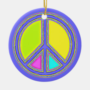 Met de kleuren gevuld PEACE-teken 1 Keramisch Ornament