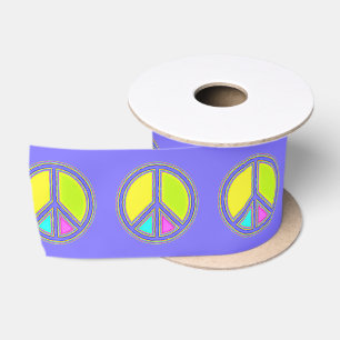 Met de kleuren gevuld PEACE-teken 1 Lint