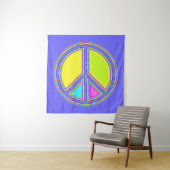 Met de kleuren gevuld PEACE-teken 1 Wandkleed (In situ)