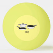 Met de klok mee wordt de illustratie van de cartoo pingpongballen (Achterkant)