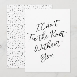 Met de letters "Ik kan de knoop niet zonder jou St Kaart