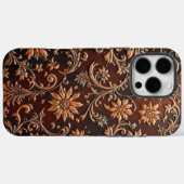 Met de mal geperste bloem-reliëf leerdesign Case-Mate iPhone case (Achterkant (horizontaal))