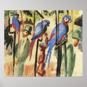 Met de parrots I door August Macke Poster