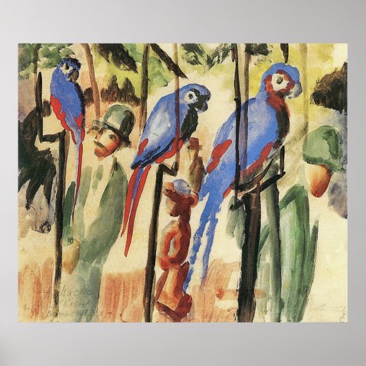 Met de parrots I door August Macke Poster (Voorkant)