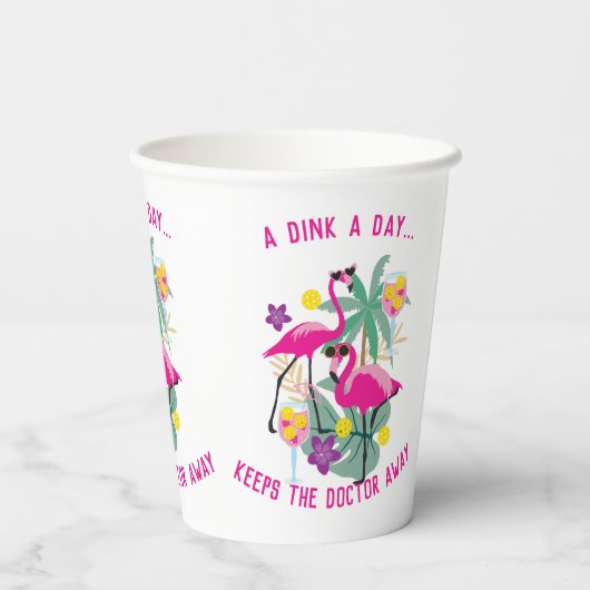 Met de tekst Summer Pickleball 🤩 Tropische Partij Papieren Bekers (Achterkant)