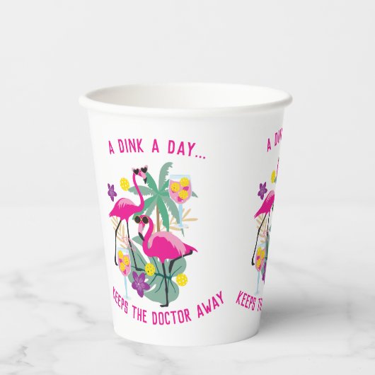 Met de tekst Summer Pickleball 🤩 Tropische Partij Papieren Bekers (Voorkant)