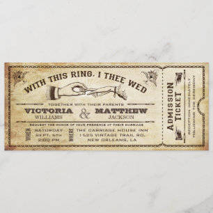 Met deze ring, Vintage Wedding Ticket Uitnodiging