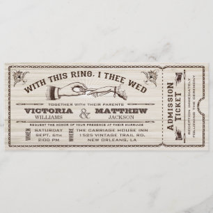 Met deze ring, Vintage Wedding Ticket Uitnodiging