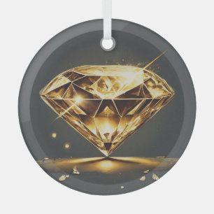 met diamanten ingelegd glas ornament