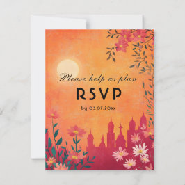 Met dieetkeuze Sunset Serenade Wedding RSVP Kaartje