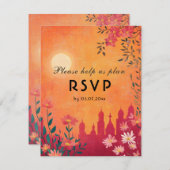 Met dieetkeuze Sunset Serenade Wedding RSVP Kaartje (Voorkant / Achterkant)