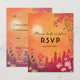 Met dieetkeuze Sunset Serenade Wedding RSVP Kaartje
