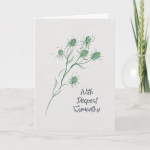 Met diepste medeleven – Groene Distel Aquarel Kaart