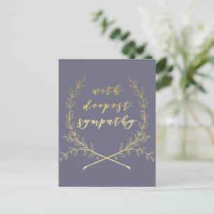 Met diepste sympathie - eenvoudige elegante gouden briefkaart