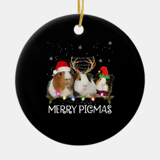 Met drie paigne kerstlampjes met kerstmis keramisch ornament (Voorkant)