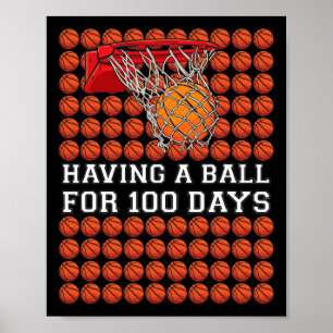 Met een bal van 100 dagen Basketball Kinder Boy Sm Poster