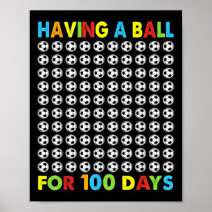 Met een bal voor 100 dagen schoolvoetbal 100th poster