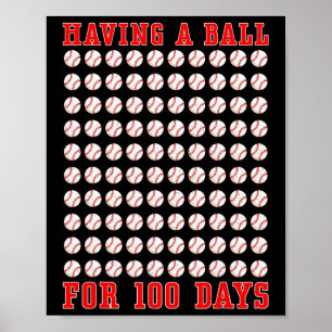 Met een bal voor 100 dagen van school 100th Baseba Poster