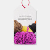 Met een handdoek vervaardigd wol met gans breihaak cadeaulabel (Achterkant)