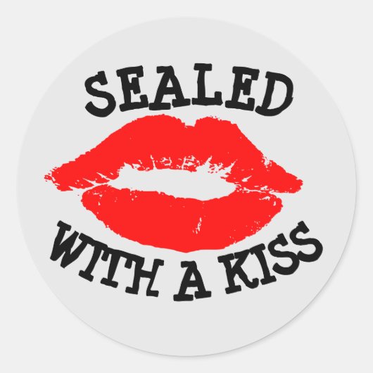 MET EEN KISS, RODE LIPS-STICKERS RONDE STICKER (Voorkant)