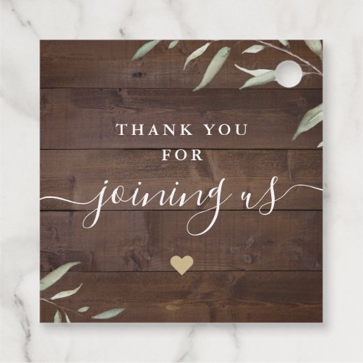 Met een liefdeselegant groen hout, een trouwe brui bedankjes labels (Achterkant)