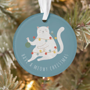 Met een Meowy kerstfeestlampje Ornament