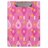 Met een roze monogram en een wit tennisracketpatro klembord (Voorkant)