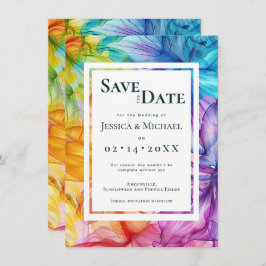 Met foto aan de achterkant Eetherische Bloom Save The Date