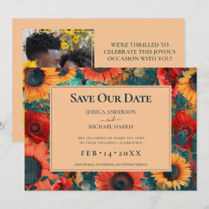 Met foto🌻Zonnebloem en Poppy Reverie Save The Date