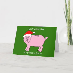 Met geld afgesloten kerstcadeau voor iedereen kaart