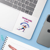 Met God ben ik onstuitbaar Sticker (Laptop met iPhone)