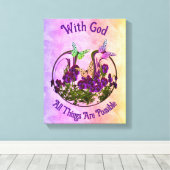 Met God Butterfly Vloerkunst Inspirerend Canvas Afdruk (Insitu (Houten vloer))