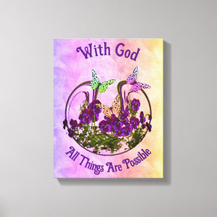 Met God Butterfly Vloerkunst Inspirerend Canvas Afdruk