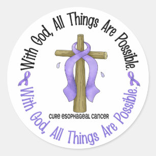 MET GOD CROSS Esophageal Cancer T-Shirts & Gifts Ronde Sticker