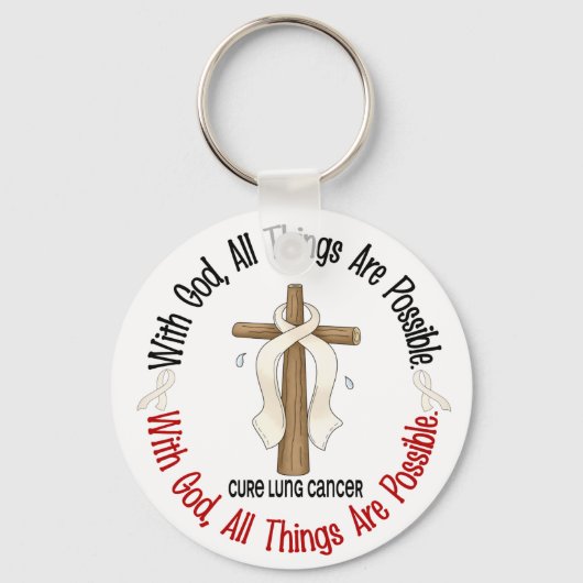 MET GOD CROSS Lung Cancer T-Shirts & Gifts Sleutelhanger (Voorkant)