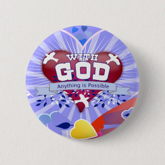Met God Hart Ronde Button 5,7 Cm