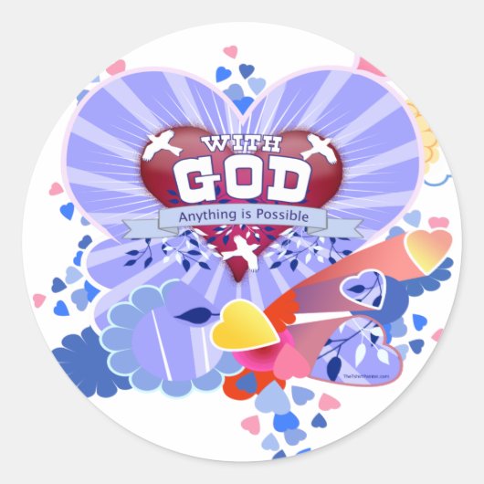 Met God Hart Ronde Sticker (Voorkant)