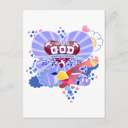 Met God harten Briefkaart (Voorkant)