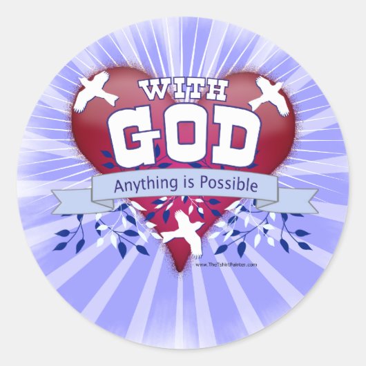 Met God is alles mogelijk Ronde Sticker (Voorkant)