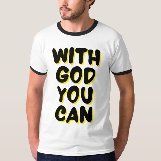 Met God kun je op geloof gebaseerde Mannen Ringer T-shirt (Voorkant)