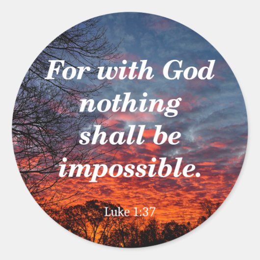 Met God, Lucas 1:37 Ronde Sticker (Voorkant)