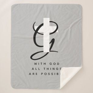 Met God zijn alle dingen mogelijk aangepast grijs Sherpa Deken